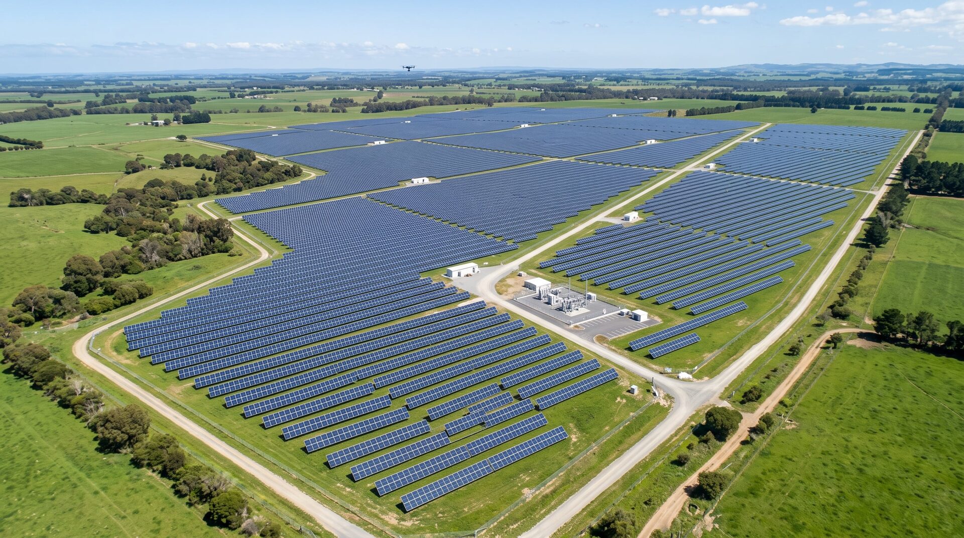 Planta solar fotovoltaica vista desde el aire, tipo de activo que Evolutyo localiza y analiza